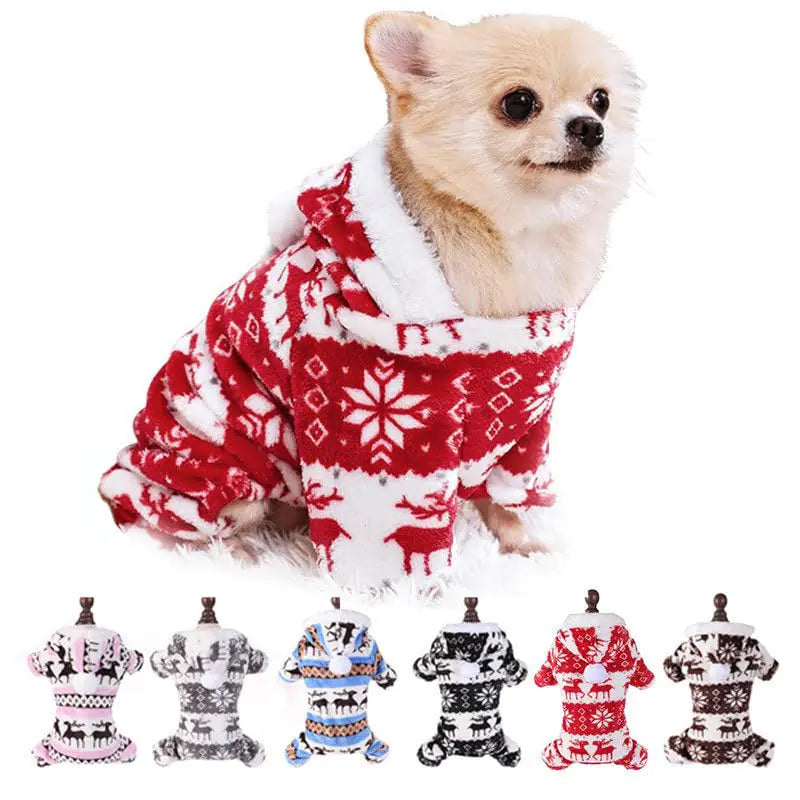 Sisa Chaska Dog Christmas Sweater Clothes Puppy Winter Warm Soft Pajamas Flannel Onesie PJS for Small Dogs Pet Holiday Parties Fleece Pullover Sweaters cat Doggie boy Girl
