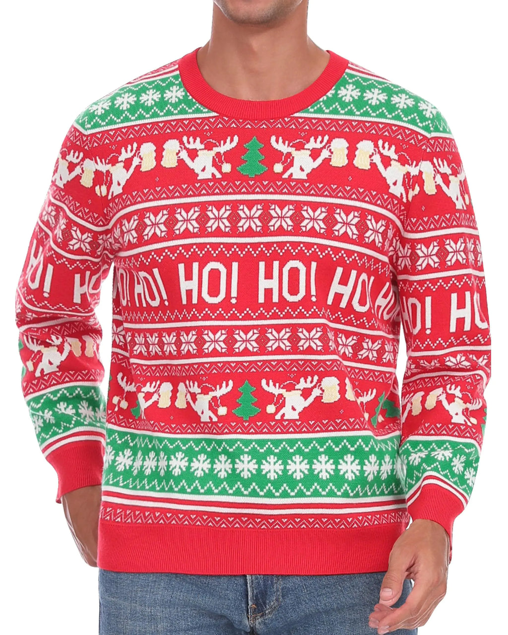 Roadbox Ugly Christmas Sweaters for Men 2024 - Unisex Women Funny Winter Holiday Christmas Pullover Sweatshirt for Couples