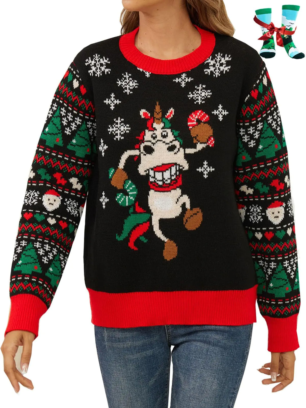 LANPULUX Ugly Christmas Sweater for Women Funny Adorable Sweaters for Holiday Parties