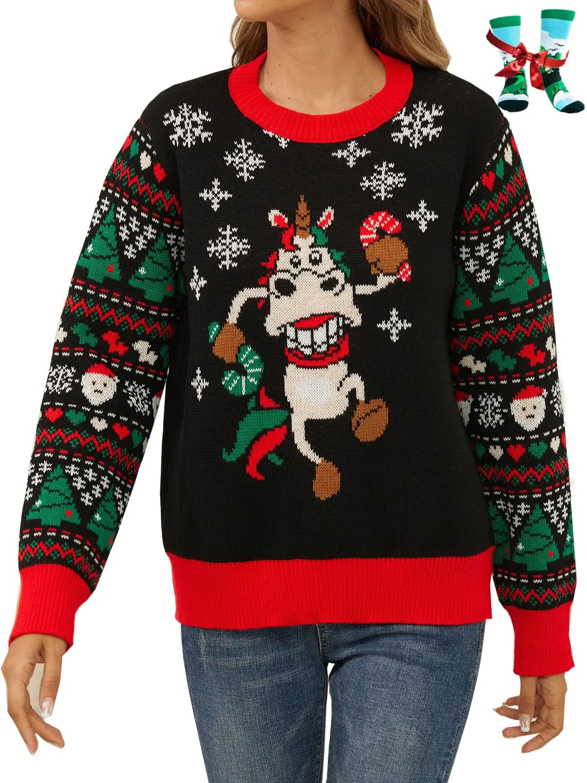LANPULUX Ugly Christmas Sweater for Women Funny Adorable Sweaters for Holiday Parties